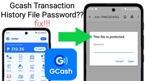 gcash transaction history password